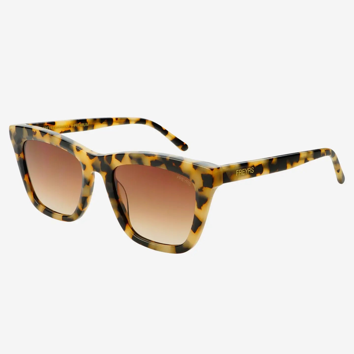 The FREYRS Lucy Acetate Womens Cat Eye Sunglasses in Milky Torotoise