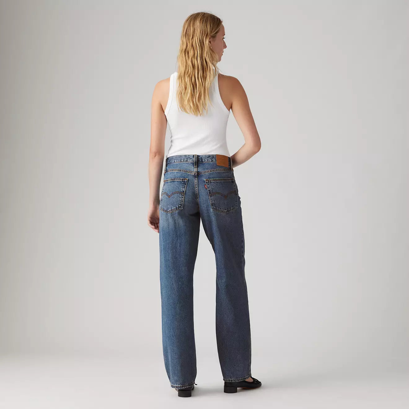dark wash baggy dad women's jeans