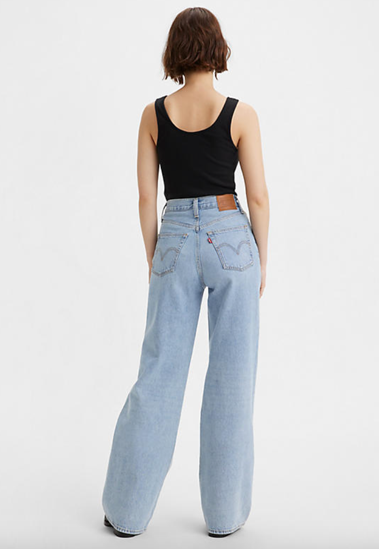 Light wash ribcage wide leg women's jeans from levi's