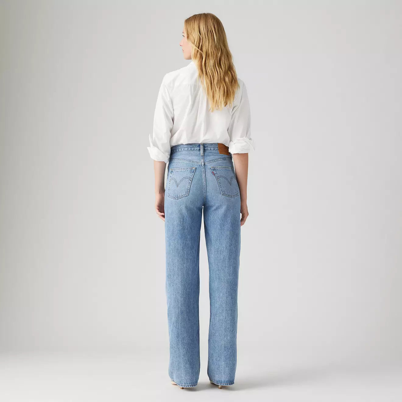 Levi's Ribcage Wide Leg jeans in the medium wash color Not The Same