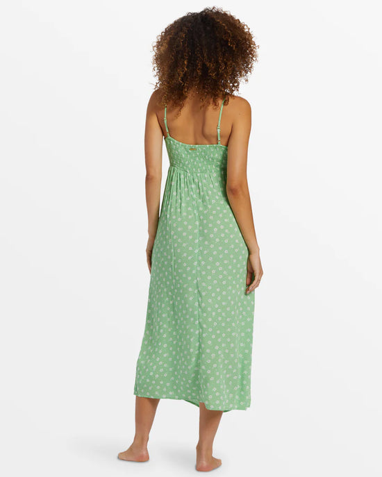 Back view of Billabong's Summer Shine Midi Dress in the color Bright Meadow