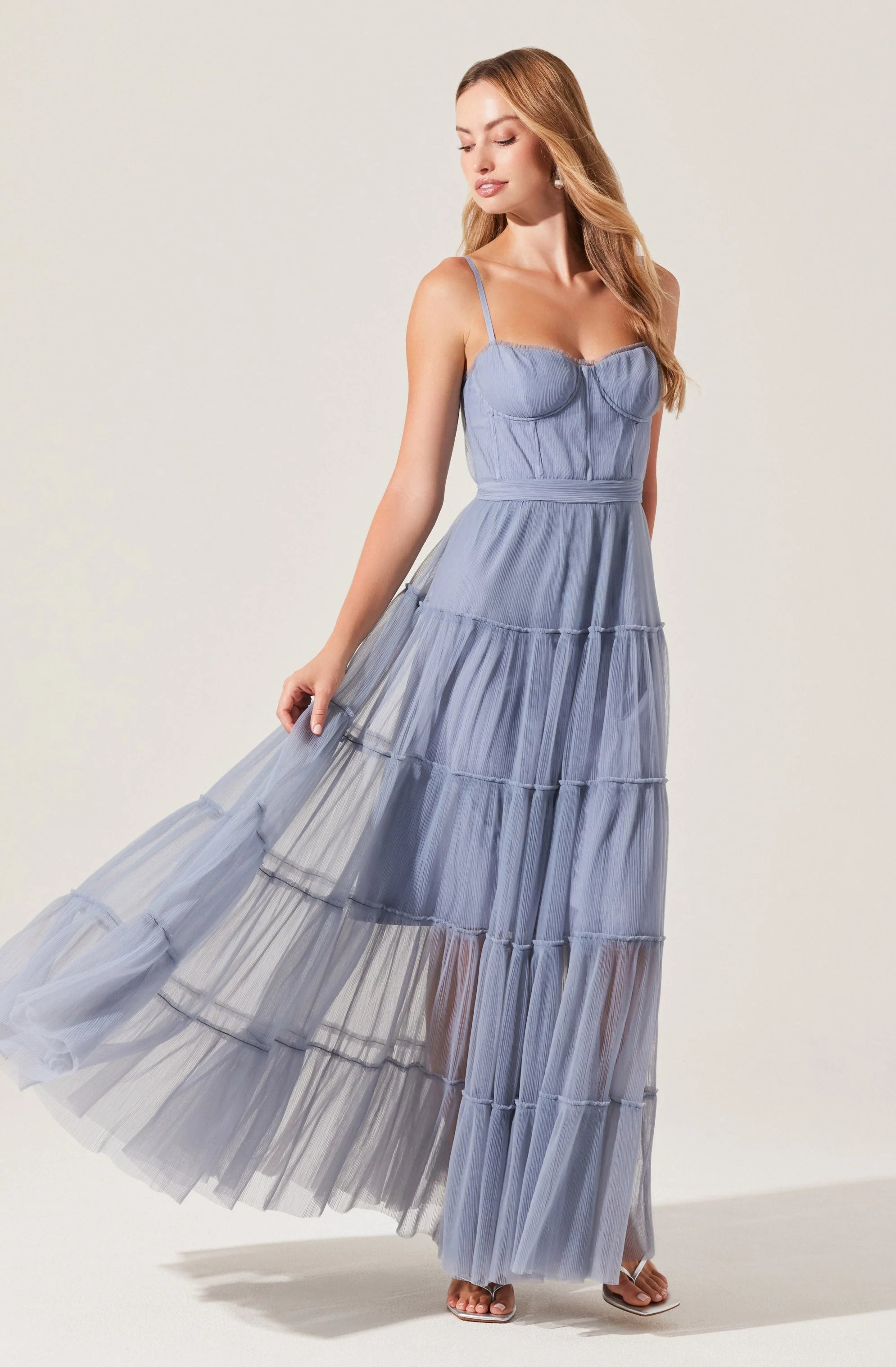 ASTR Mireya Bustier Tulle Maxi Dress | Harbour Thread