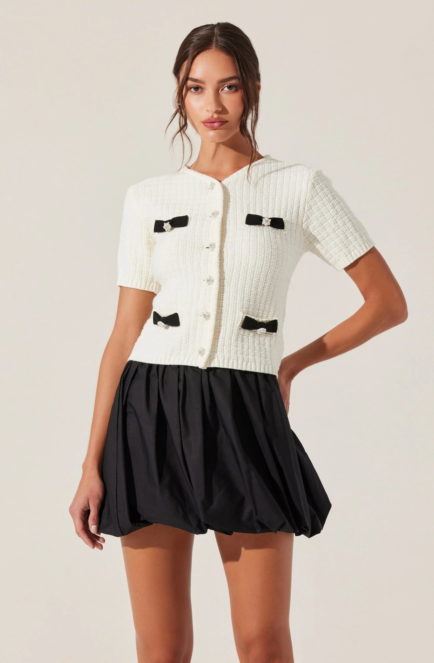 Shop the ASTR Libi Bubble Mini Skirt in Black at Harbour Thread boutique