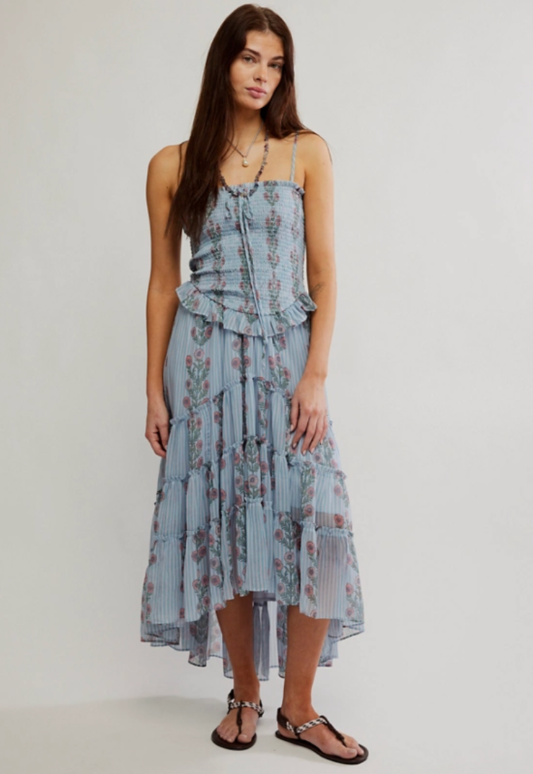 Turns heads in the versatile and vintage-inspired Free People Alejandra Midi Dress, now at Harbour Thread women's boutique in Burlington, VT.