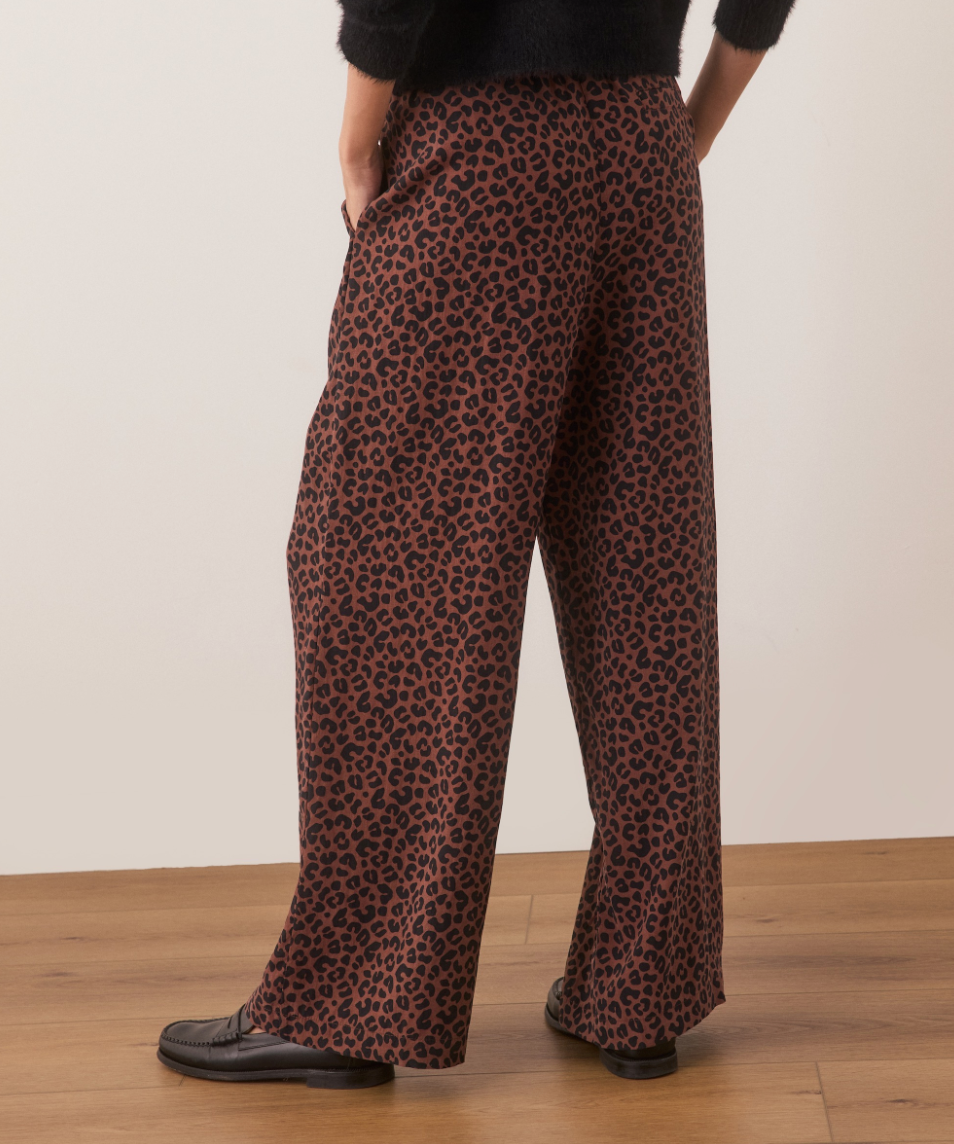 Back view of the Allison Tencel Trouser in Leopard