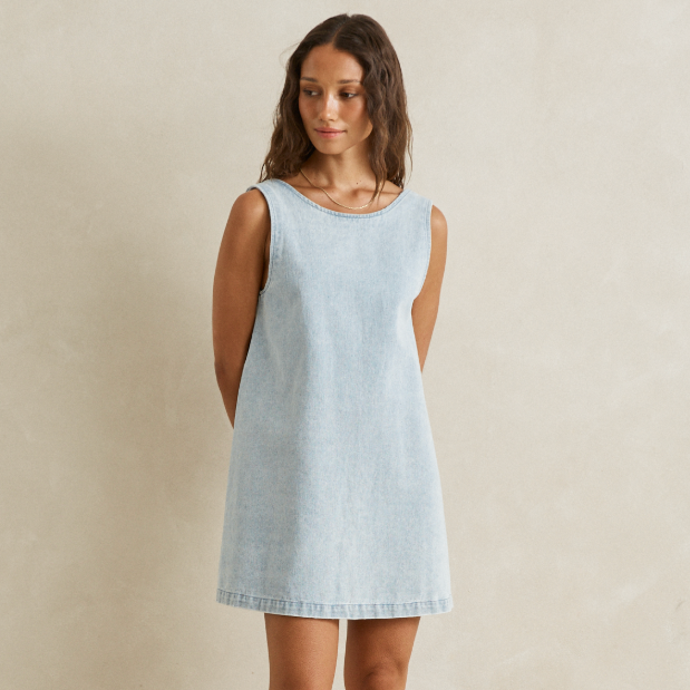 Riley Denim Mini Dress Light Wash M