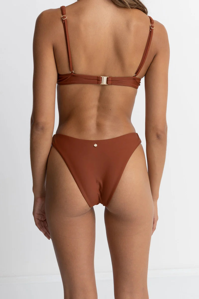 Shop medium coverage hi waisted rust bikini bottoms from Rhythm at Harbour Thread