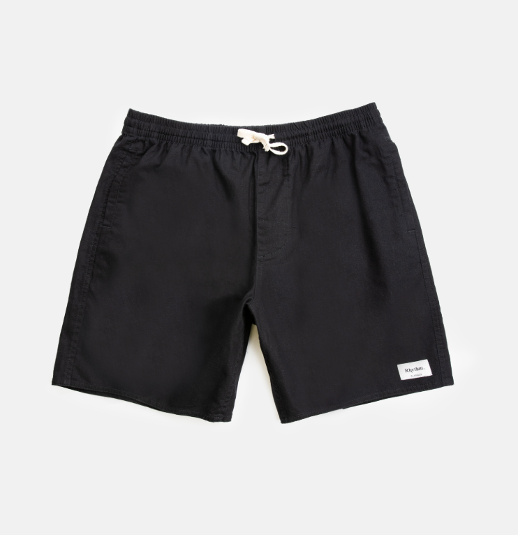 Now available at Harbour Thread Burlington, these linen-blend men's shorts from Rhythm feature an elastic waist for relaxed comfort.