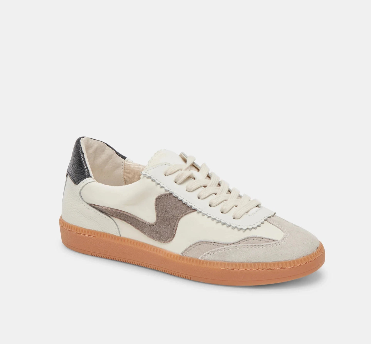The women's grey and white leather Notice Sneaker by Dolce Vita