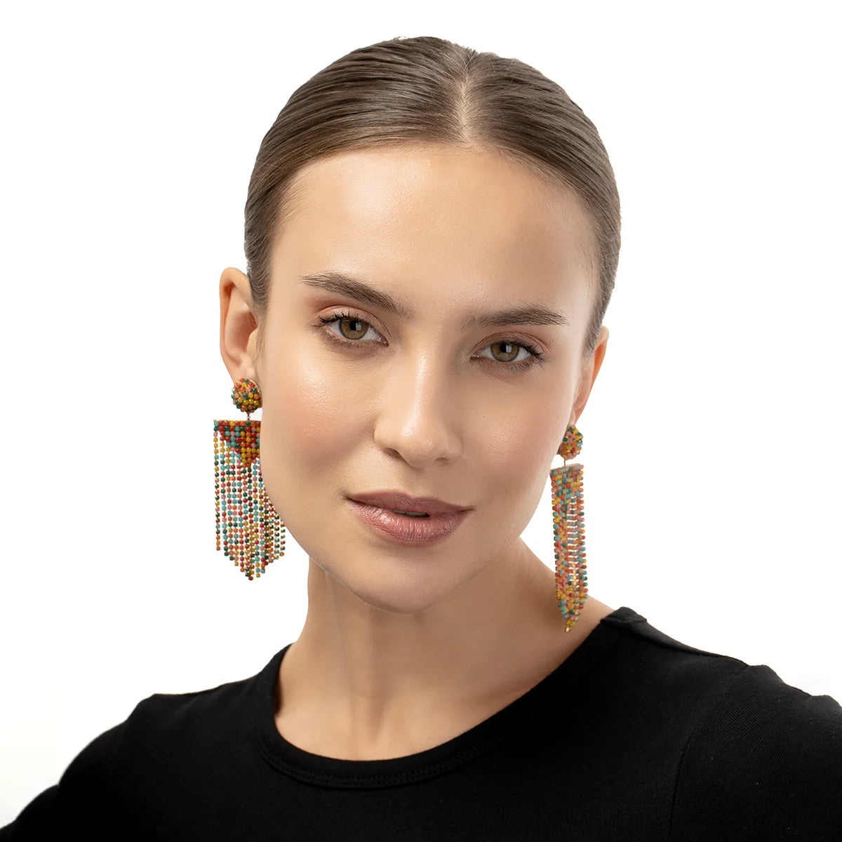 The multicolor Fanning Earrings by Deepa Gurnani