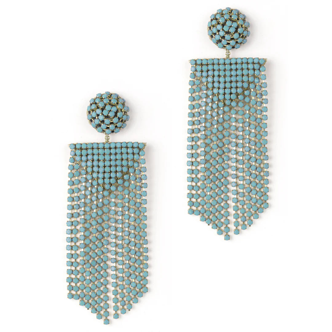 The Turquoise Fanning Earrings by Deepa Gurnani at Harbour Thread.