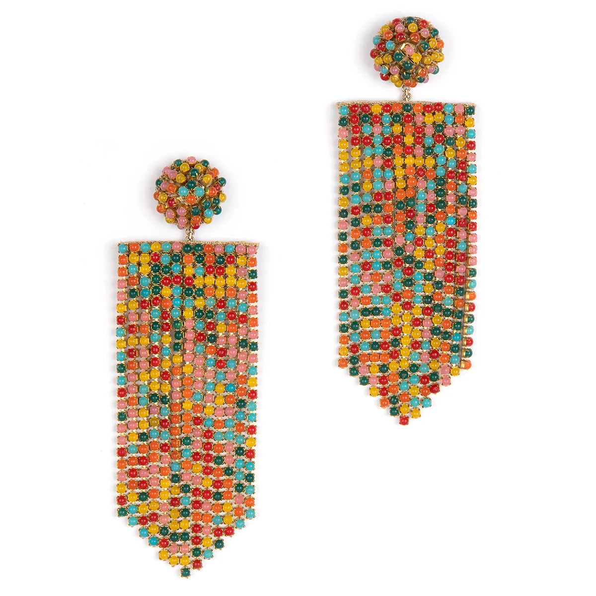 Add some personality to your look with the multicolor Fanning Earrings by Deepa Gurnani, available at Harbour Thread.