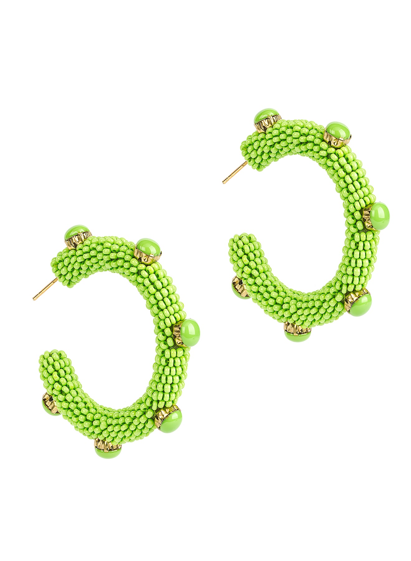 Add a pop of fun to your look with the Lime Green Hayes Earrings by Deepa Gurnani, available at Harbour Thread.