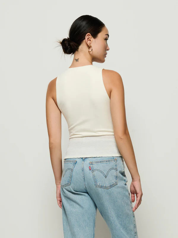 Fitted white sleeveless top