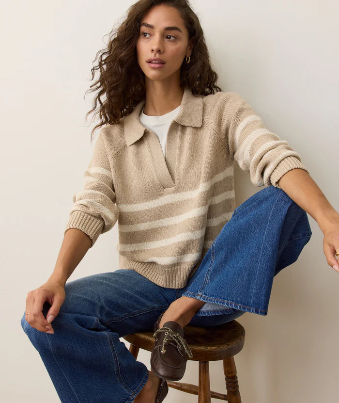 Embrace cool, casual style as the weather in this vintage-varsity inspired pullover polo from Marine Layer. Find yours at Harbour Thread in Burlington, VT!