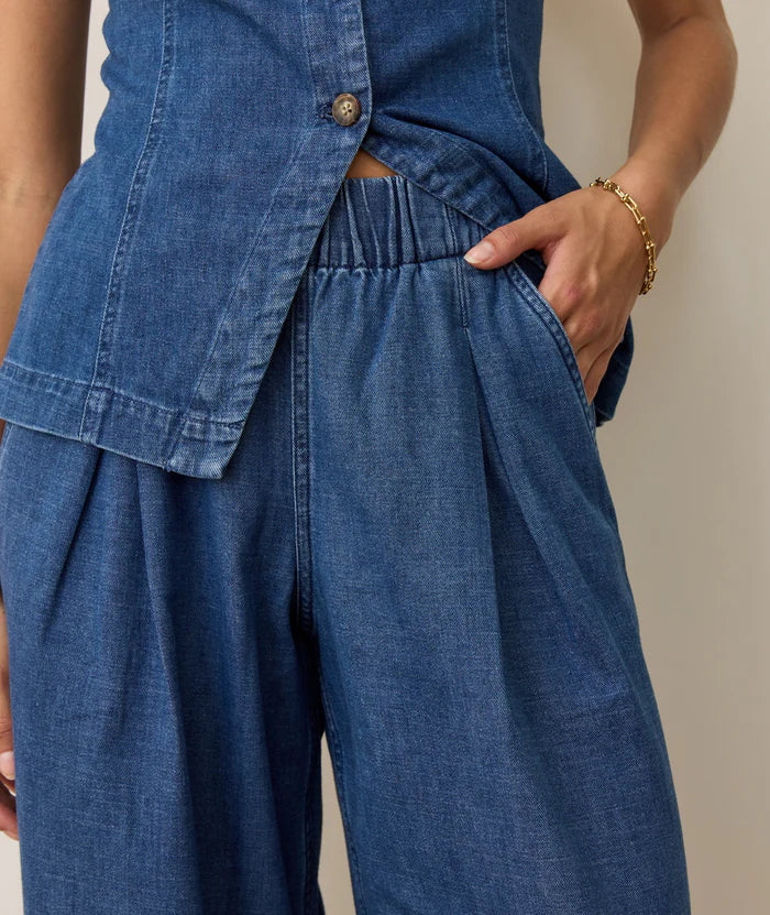 Marine Layer Allison Pleated Wide Leg Denim Trouser
