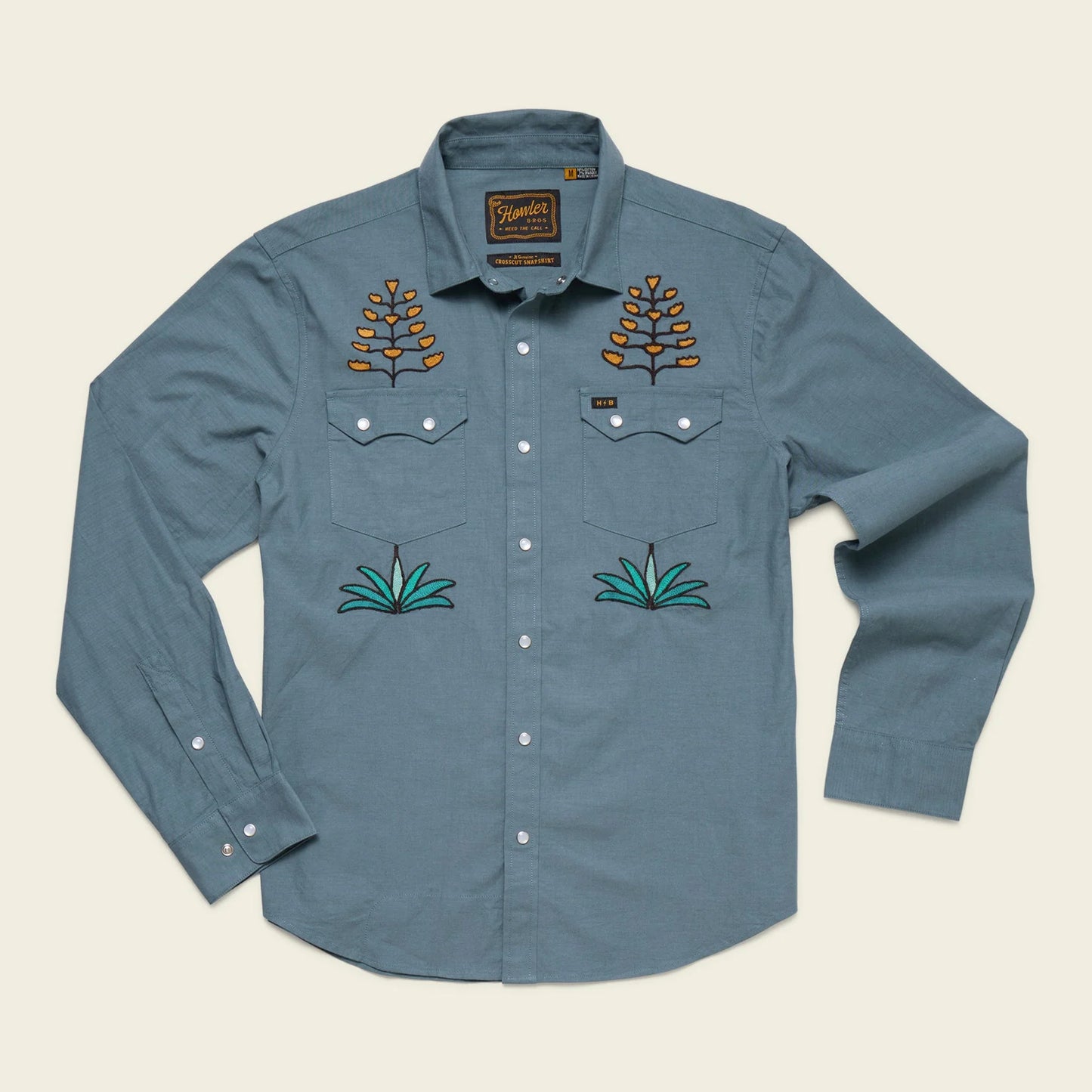 The Howler Bros Crosscut Deluxe Long Sleeve in the style Centuries North Atlantic Blue
