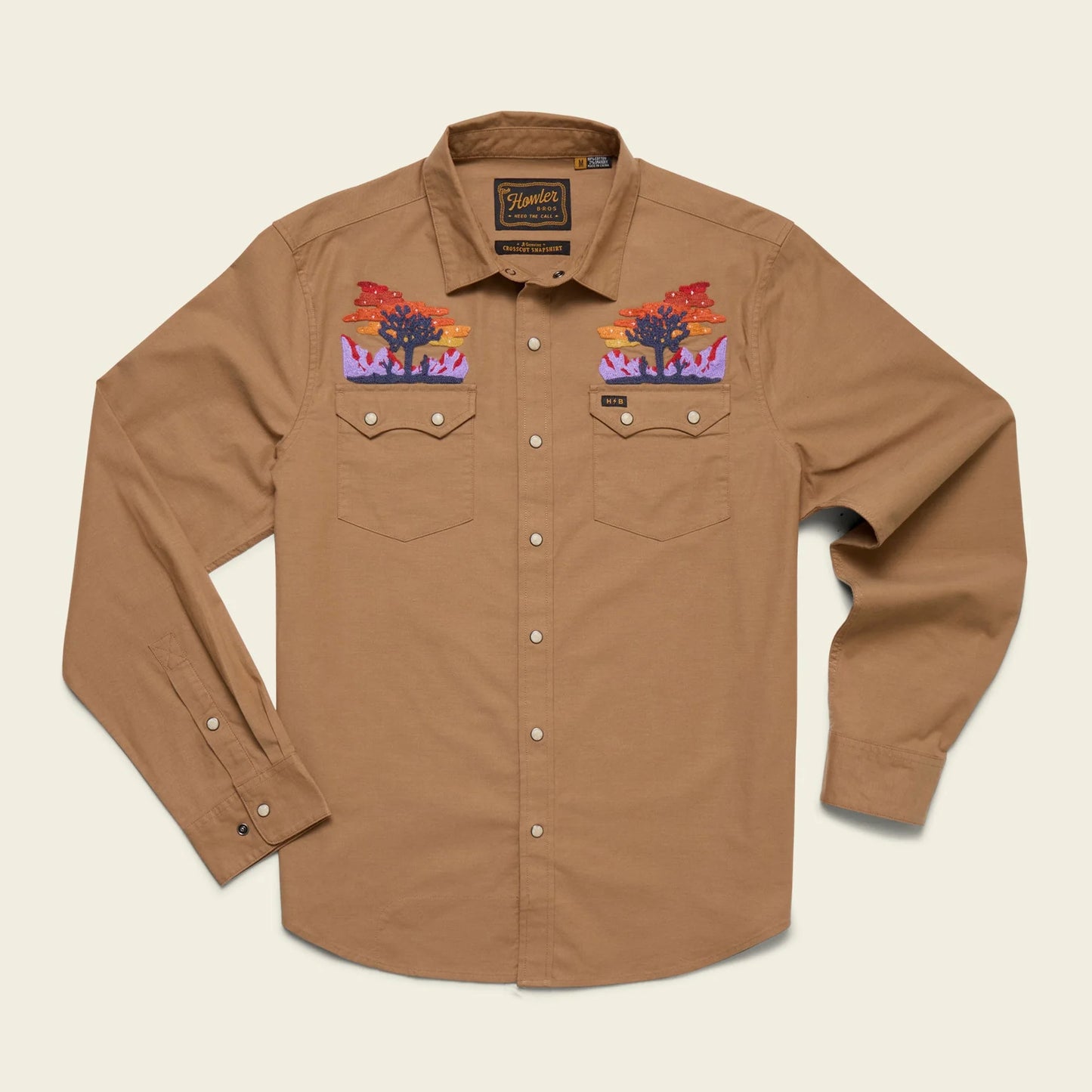 The Howler Bros Crosscut Deluxe Long Sleeve in the style Yuccas Driftwood
