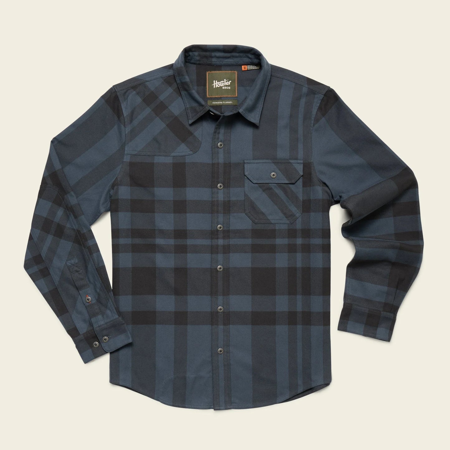 The Howler Bros Harker's Flannel in the style Mega Plaid Petrol