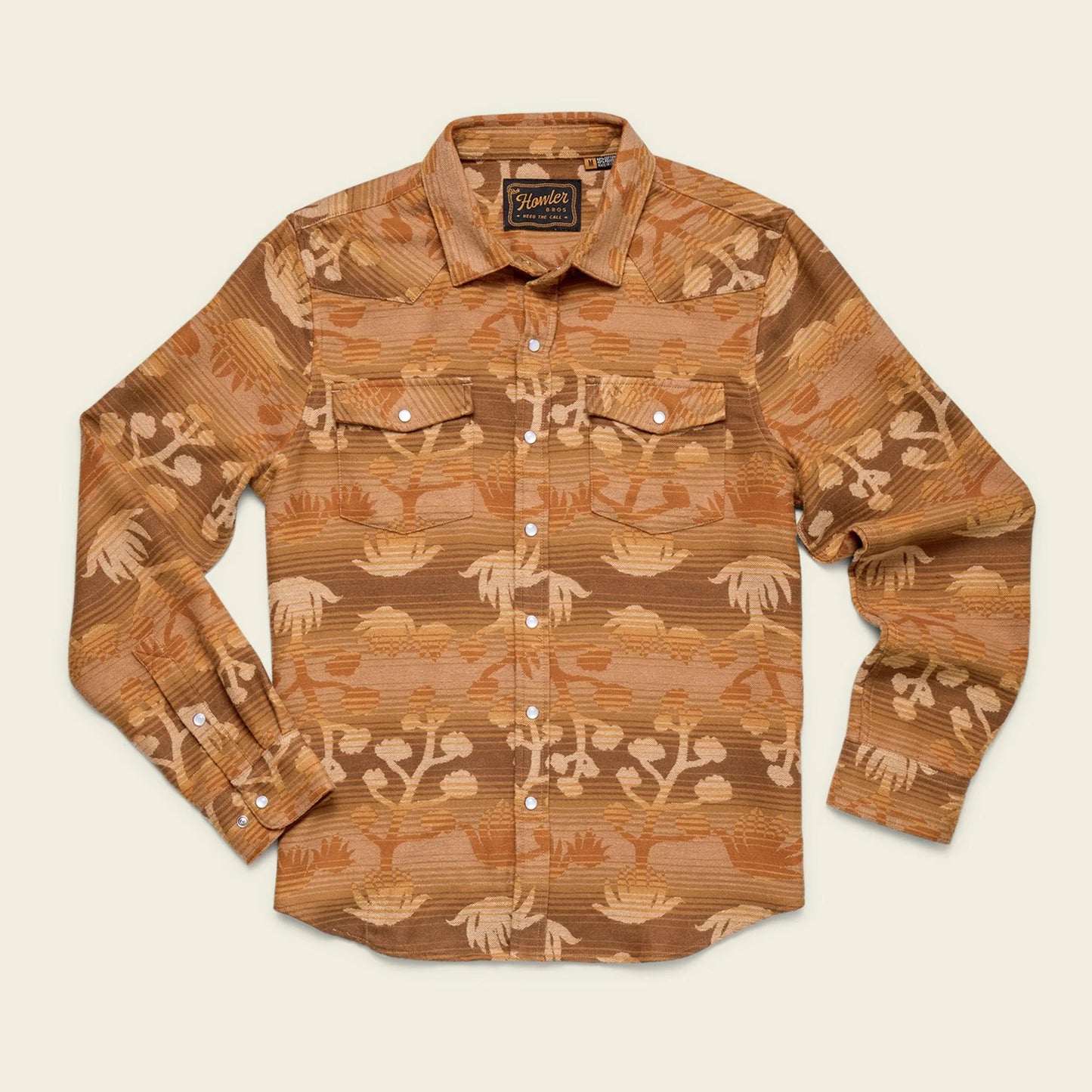 The Howler Bros Sheridan Flannel in the style Maguey Mirage Camel