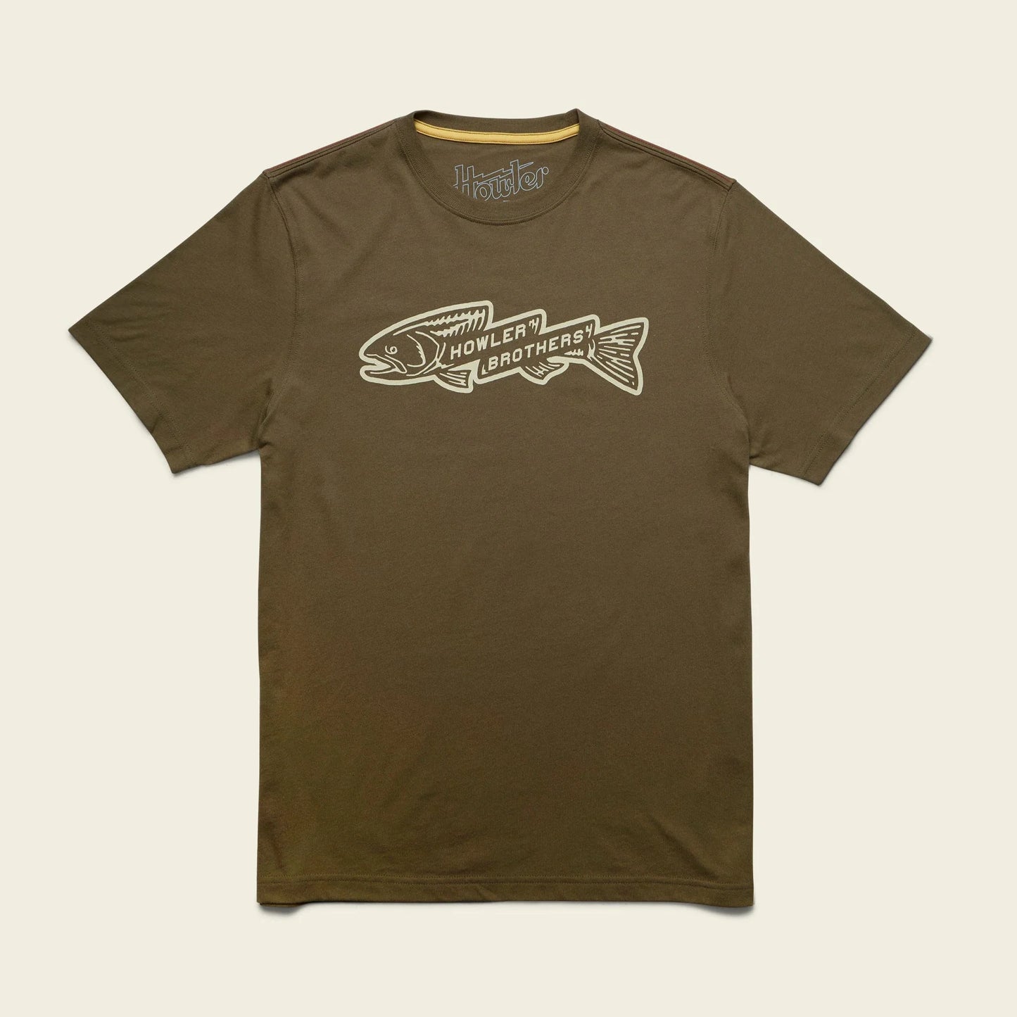 The Howler Bros Ivy Green Blended T-Shirt in the style Trout Bolt