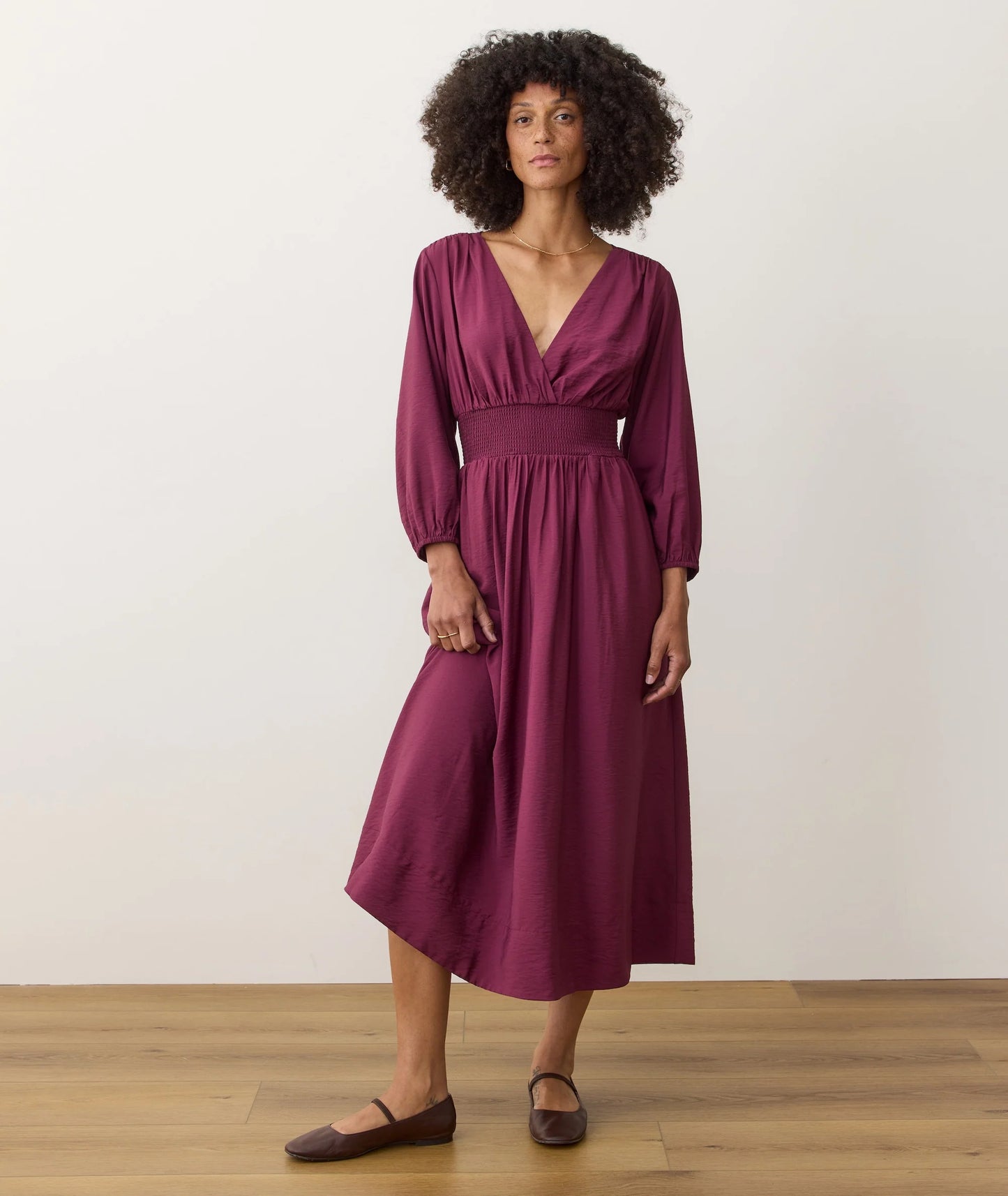 The Marine Layer Daphne Maxi Dress in the color Fig