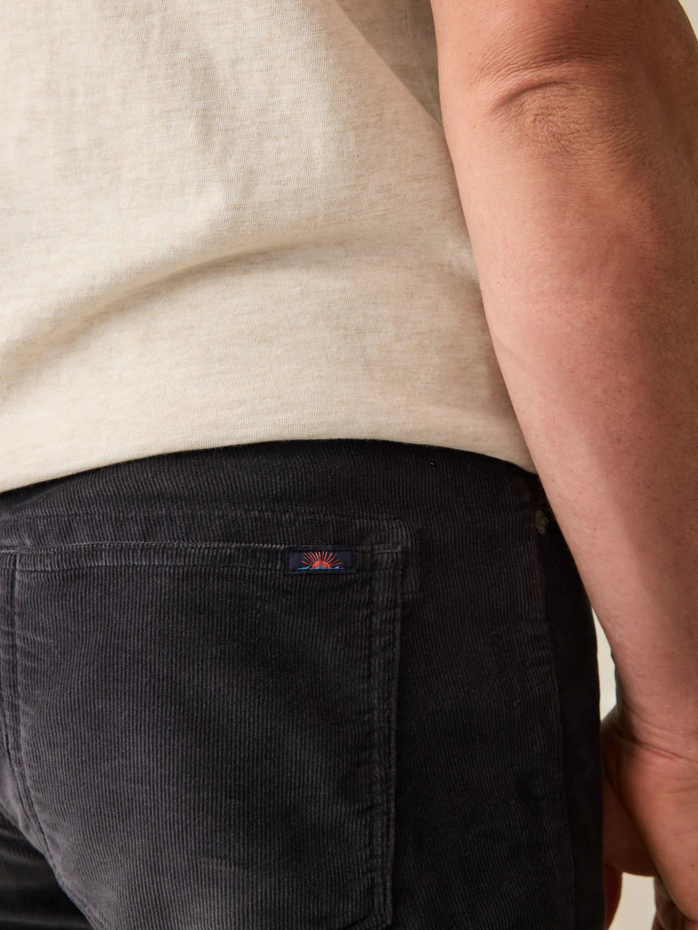 Back view of the Washed Charcoal Stretch Terry Corduroy 5-Pocket Pant