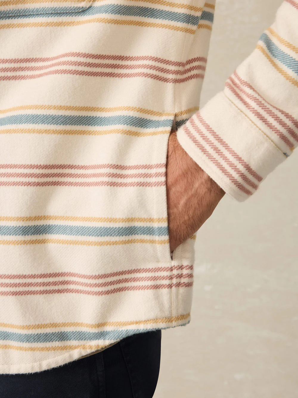 Faherty's Wavebreaker Shirt features side seam pockets