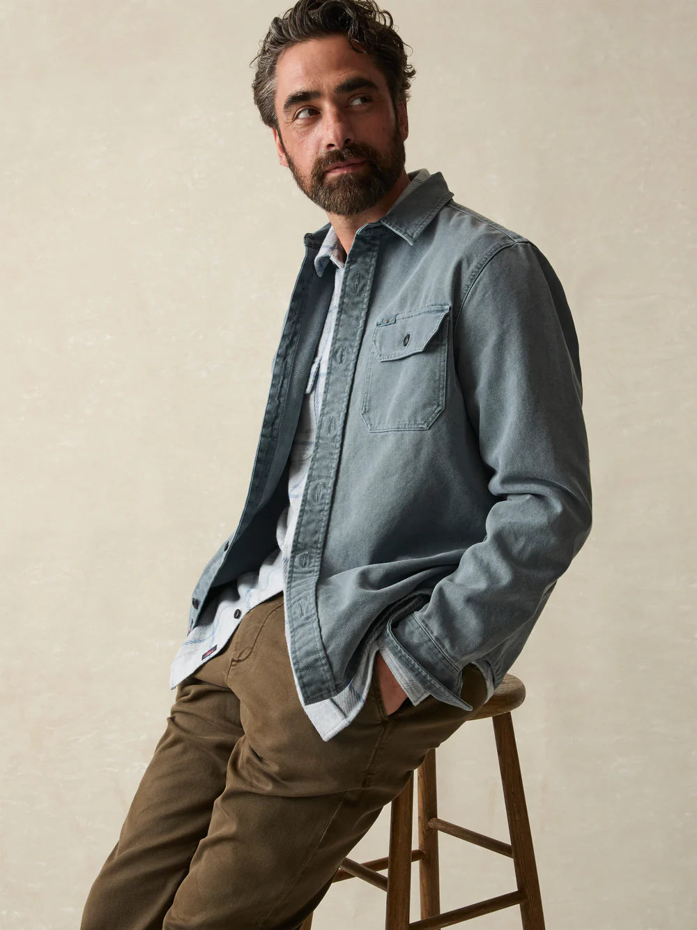 Faherty Sunwashed CPO - Petrol Blue