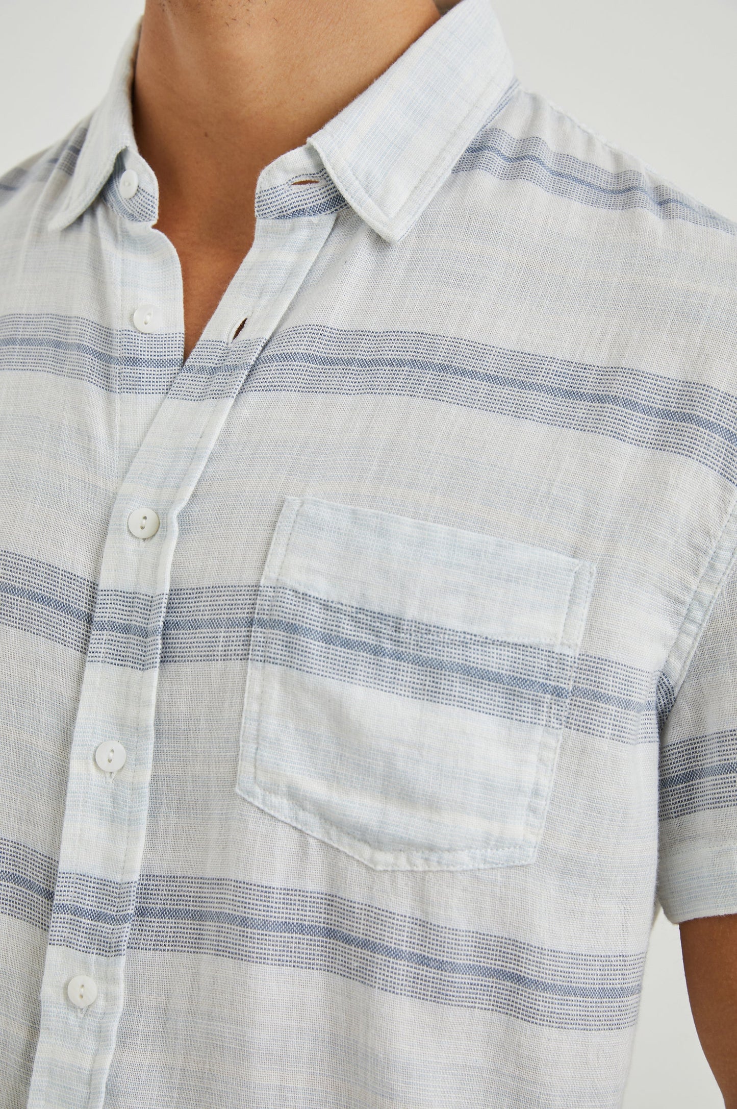 Front design detail on the Piraeus Fairfax Short Sleeve Button Up Shirt by Rails