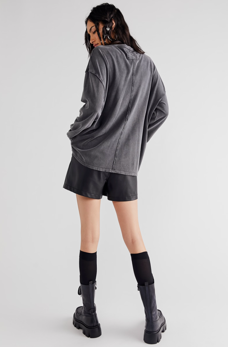 Back view of a woman wearing the Metal Stiletto Fade Into You Long Sleeve Tee by Free People