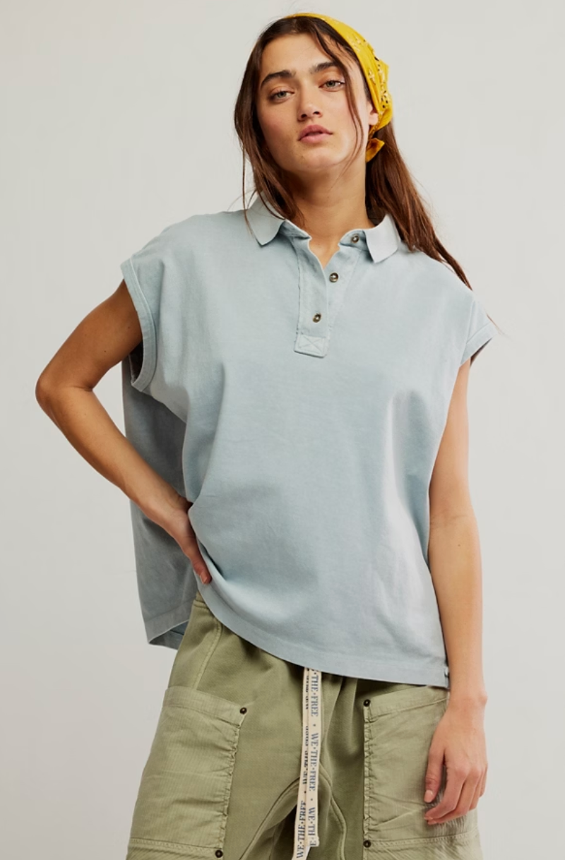 Enjoy the cool, oversized fit and endless styling options of the Free People Keep On Polo. Find yours at Harbour Thread boutique in Burlington, VT.