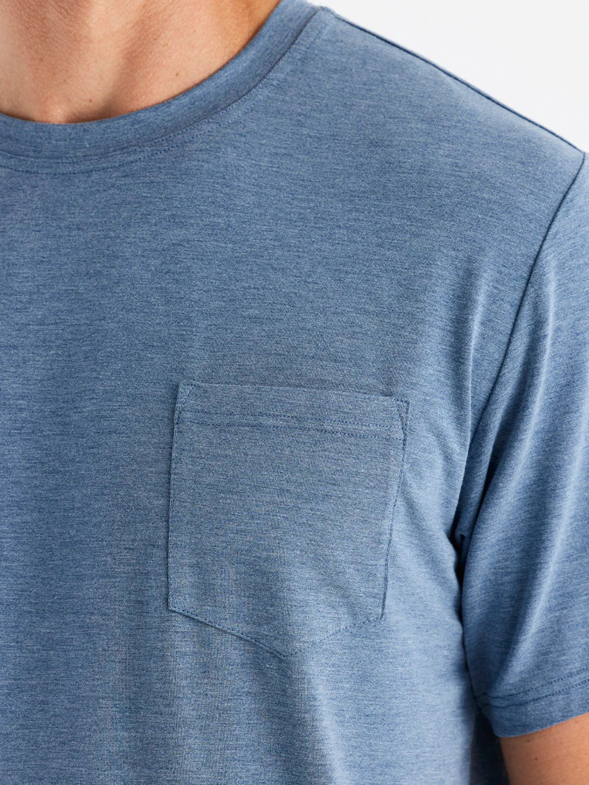 Shop this men's medium blue heather pocket t-shirt by Free Fly at Harbour Thread