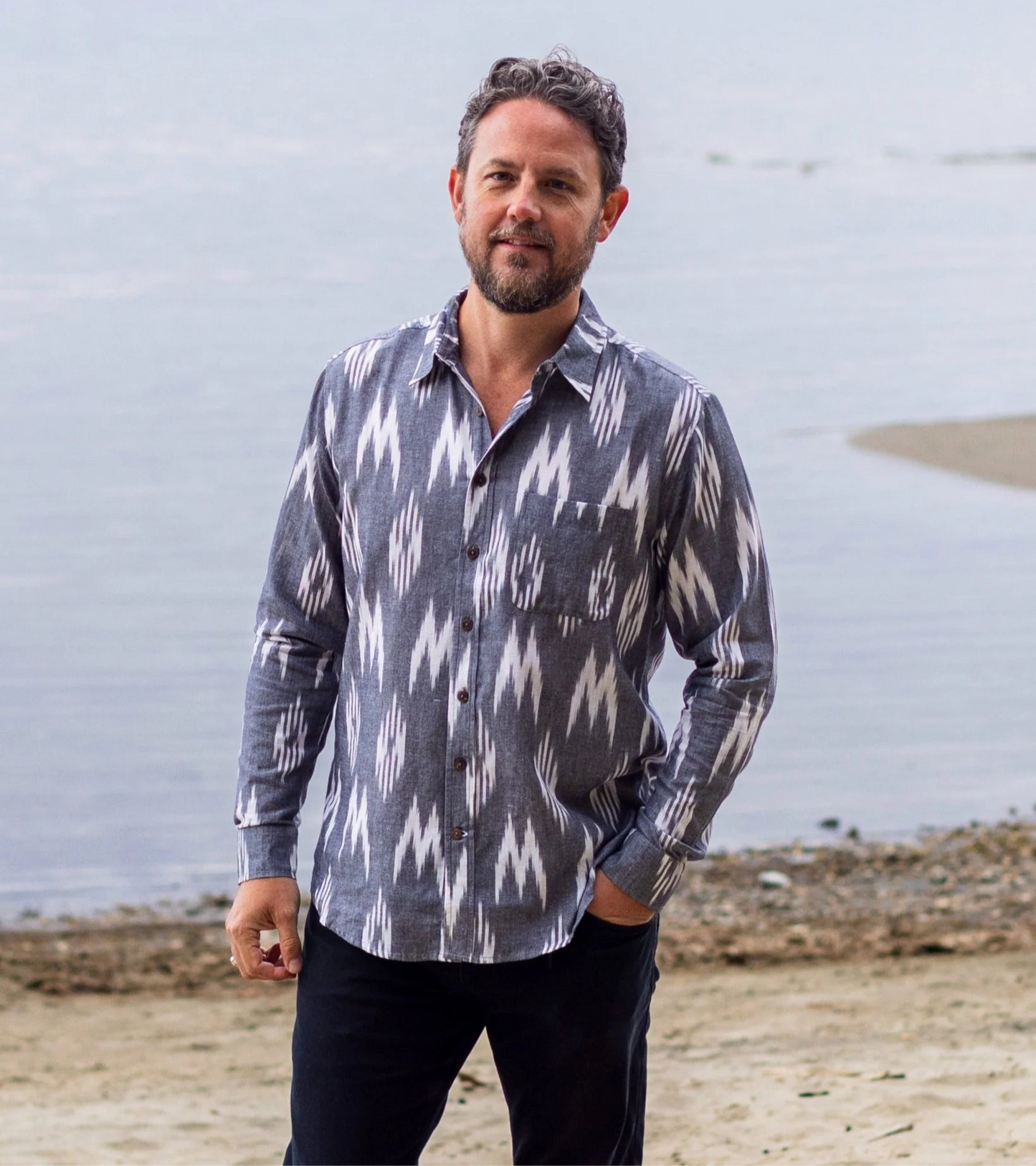 Cool and majestic, you'll love this long sleeve button down by One World Brothers, available at Harbour Thread in Burlington, VT.