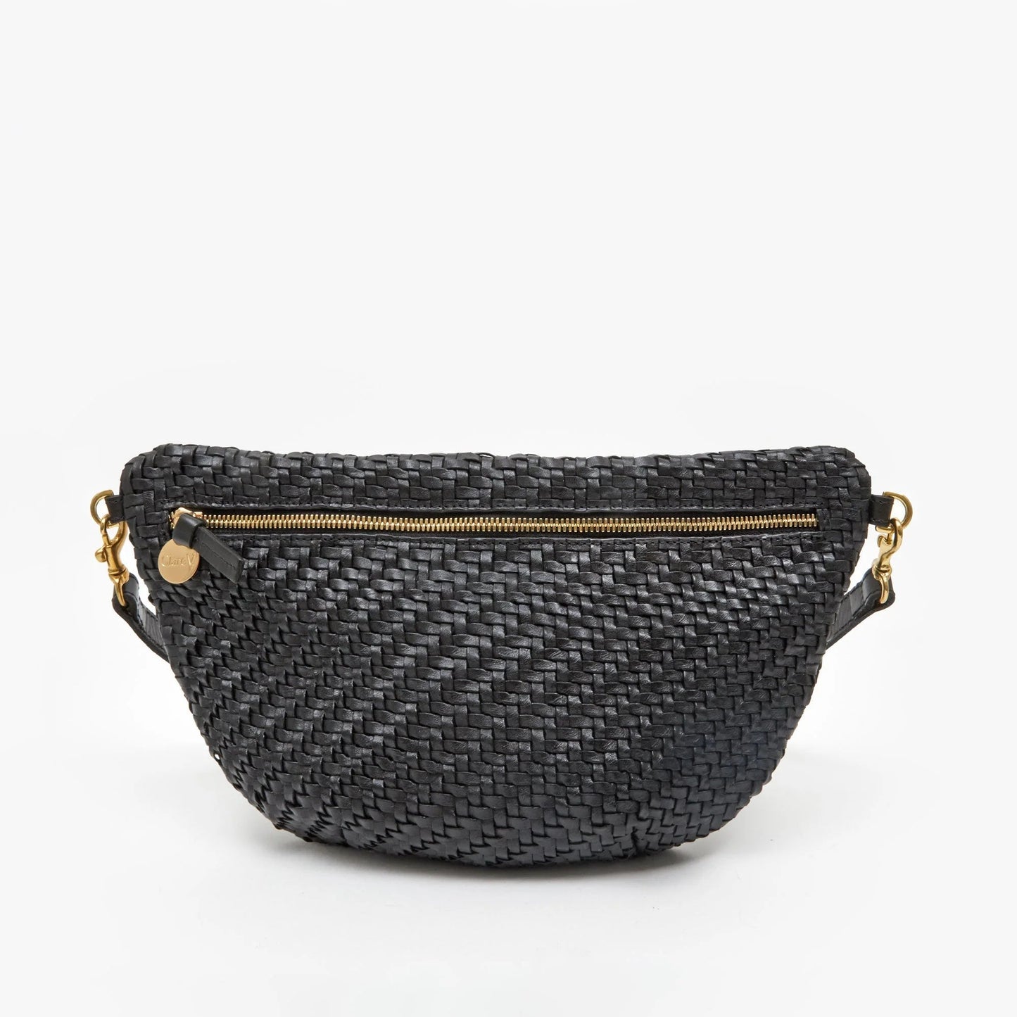 The Clare V. Grande Fanny in Black Woven Zig Zag