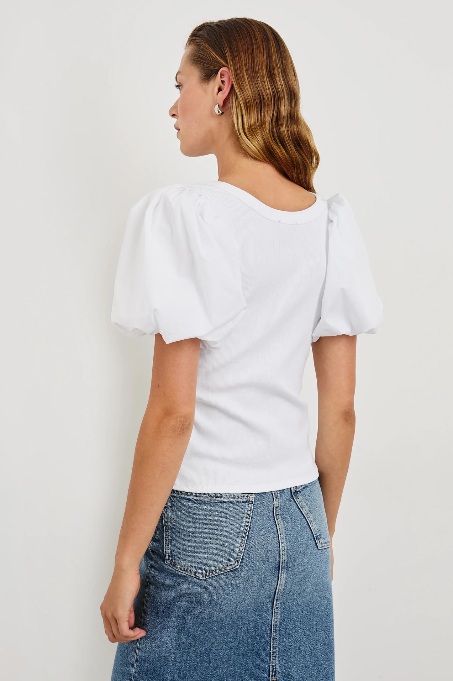Back view of the Hallie Top by Rails in the color White