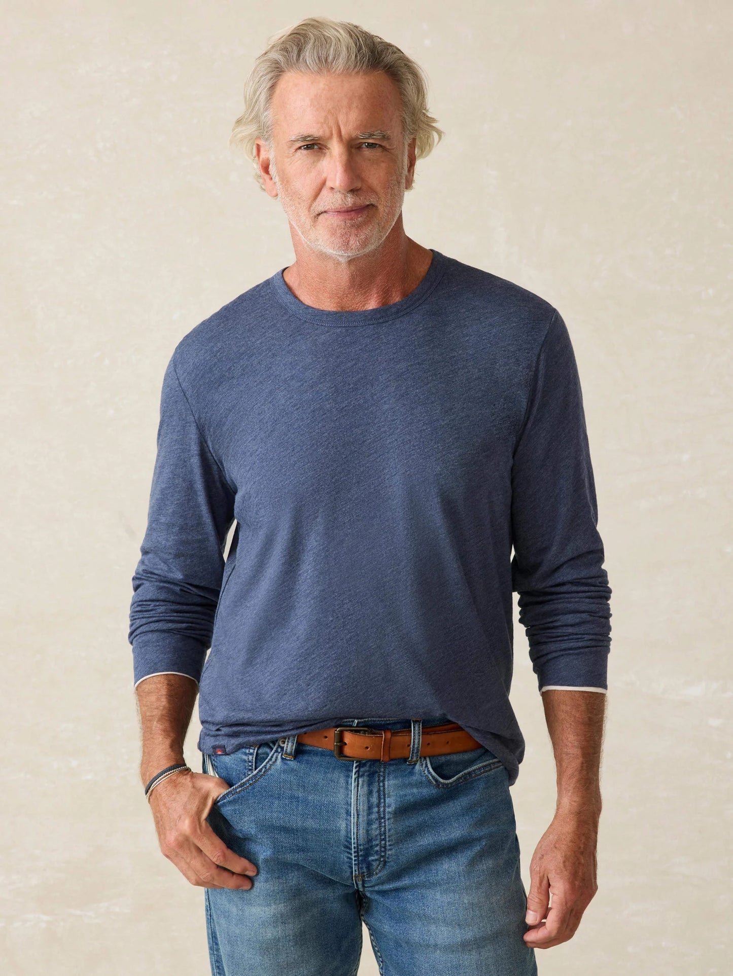 Faherty Long Sleeve Cloud Reversible Crew