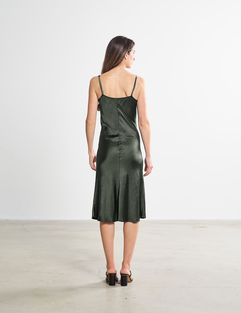 slim fit dress slacks Maxi Cold Crepe Dress with Smocked Bodice & Elegant Flow