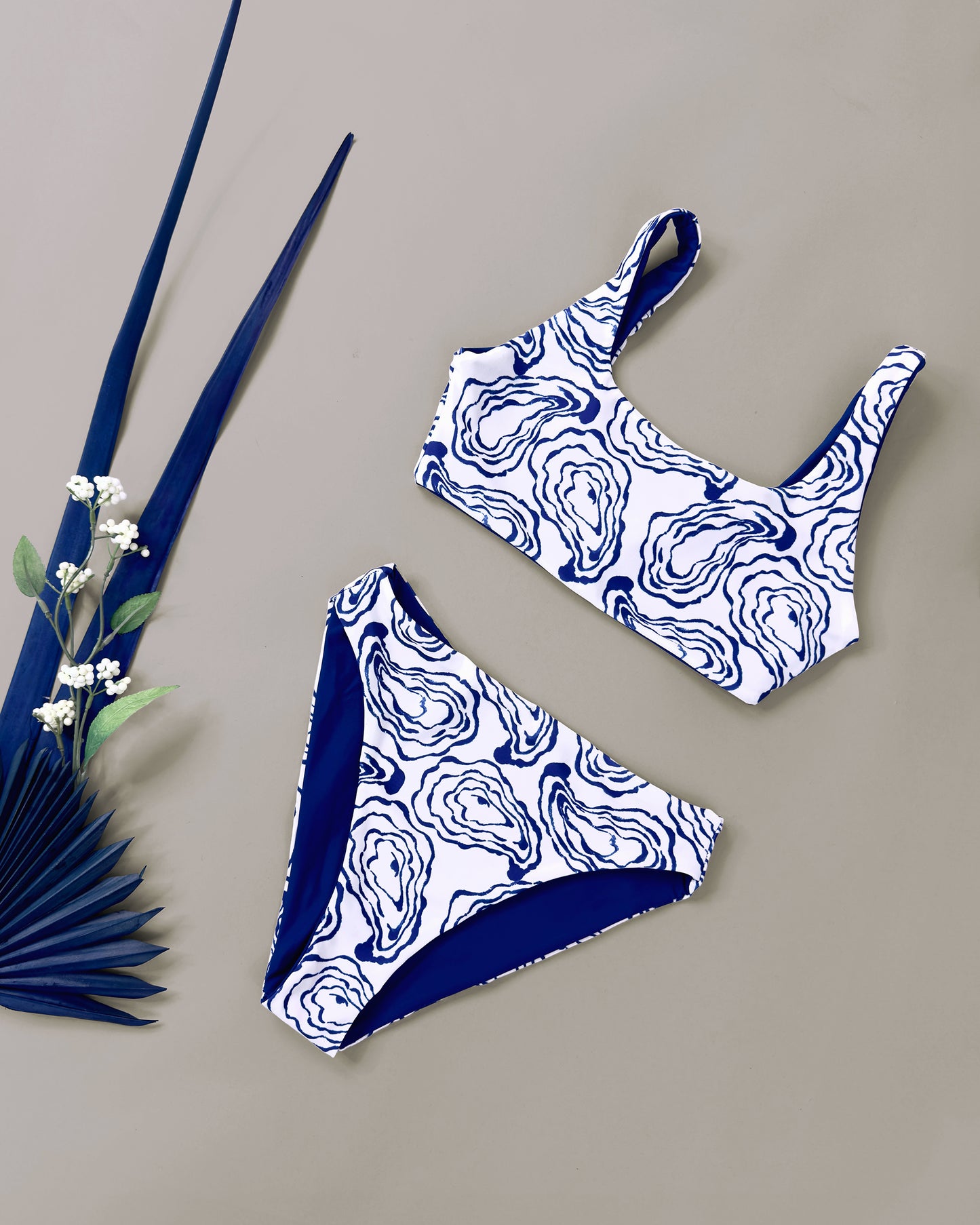 Saturday Swimwear x Harbour Thread Luna Mid Rise Bottoms - Indigo Oysters