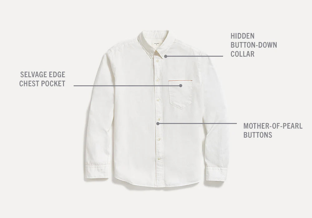 Design details for the White MSL 1 pocket Shirt by Billy Reid