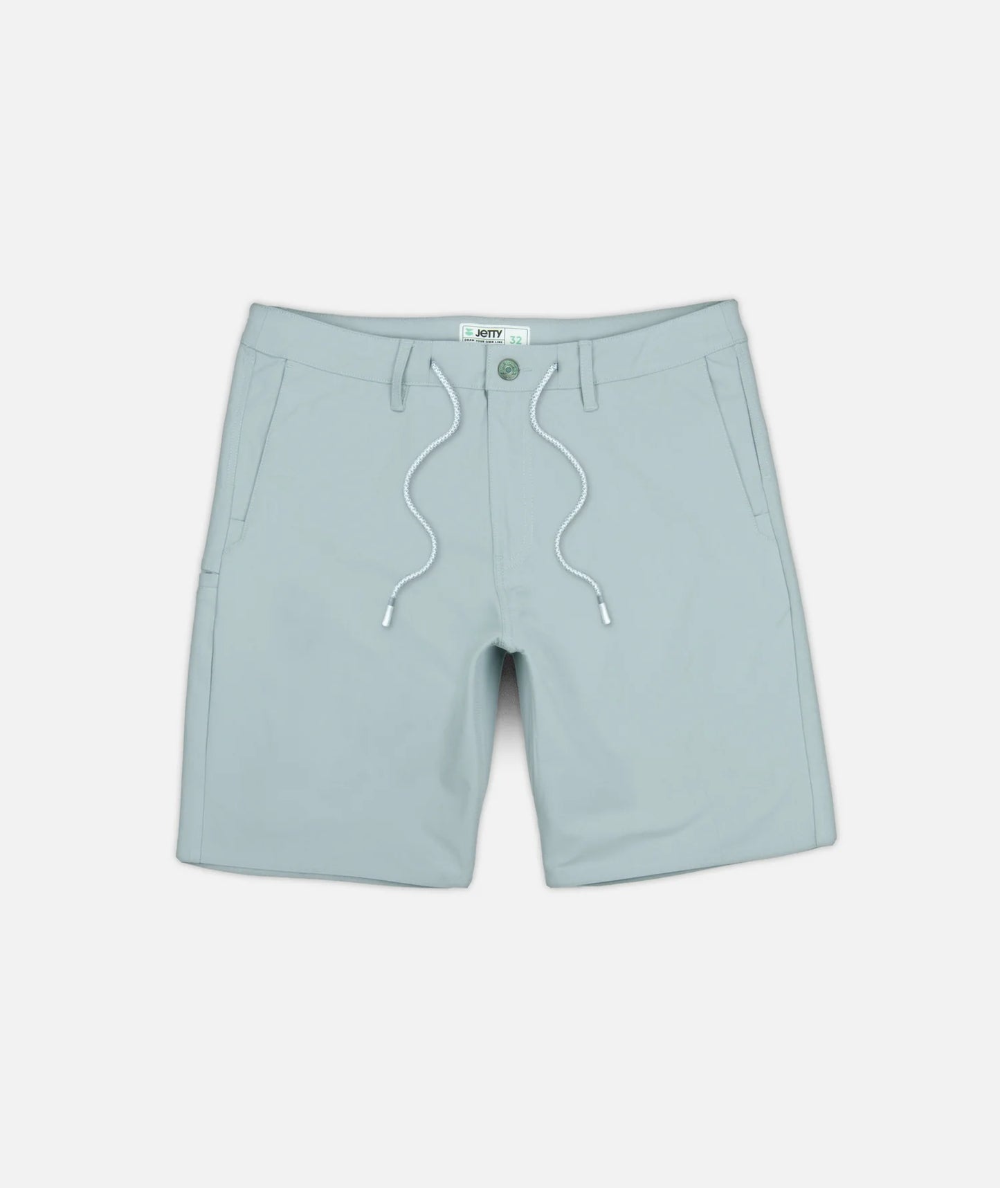 Flat lay view of Jetty's Acadia Versatility Short in the color Slate