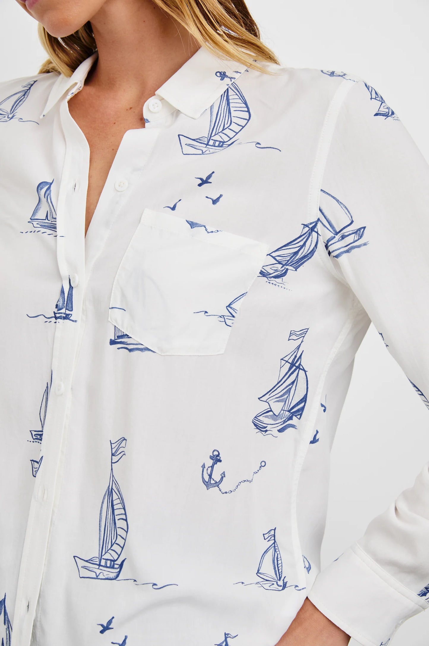 Sailboat print white shirt