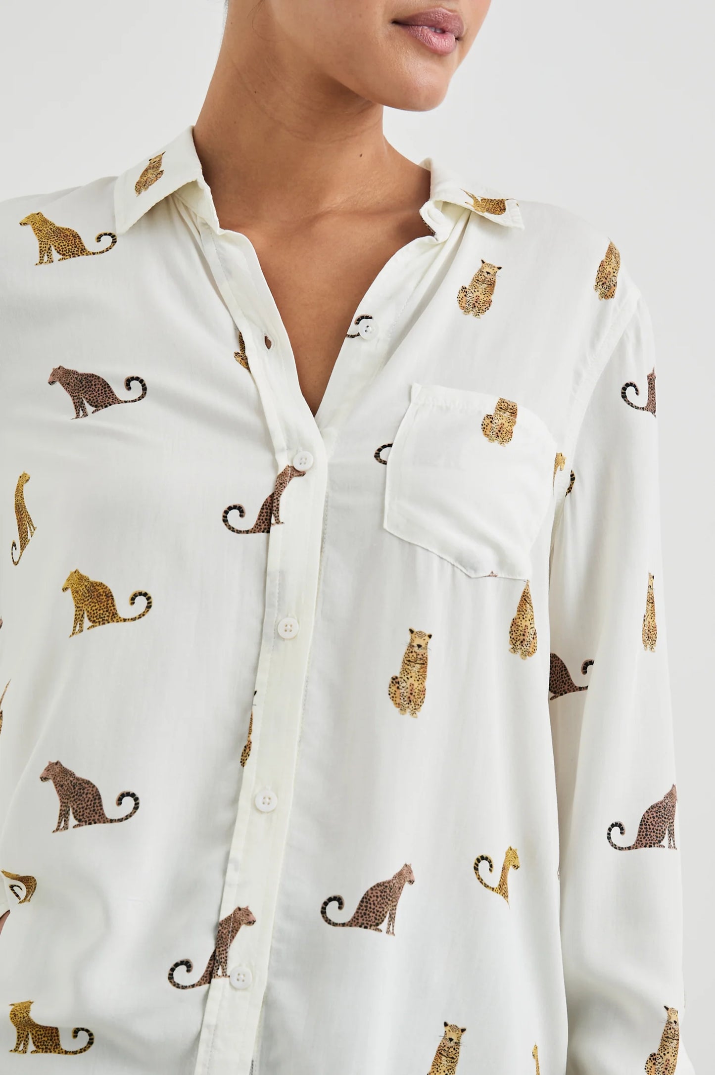 Front design detail on the Wild Animals Kathryn Button Down Shirt by Rail