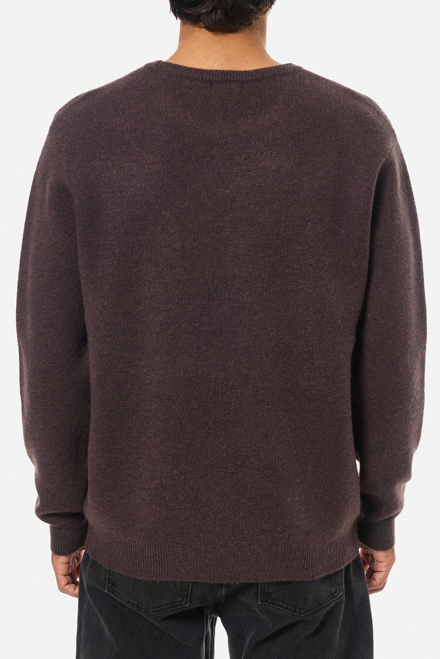 Men's long sleeve soft sweater in a purple-brown hue