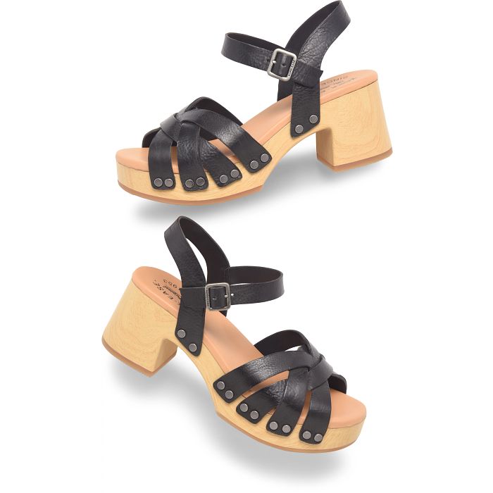Shop the Black Leather Kork-Ease Ester Platform Sandal at Harbour Thread for effortless summer style.