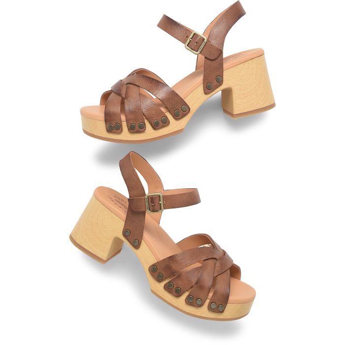 Shop the Brown Leather Kork-Ease Ester Platform Sandal at Harbour Thread for cute and comfortable summer style.