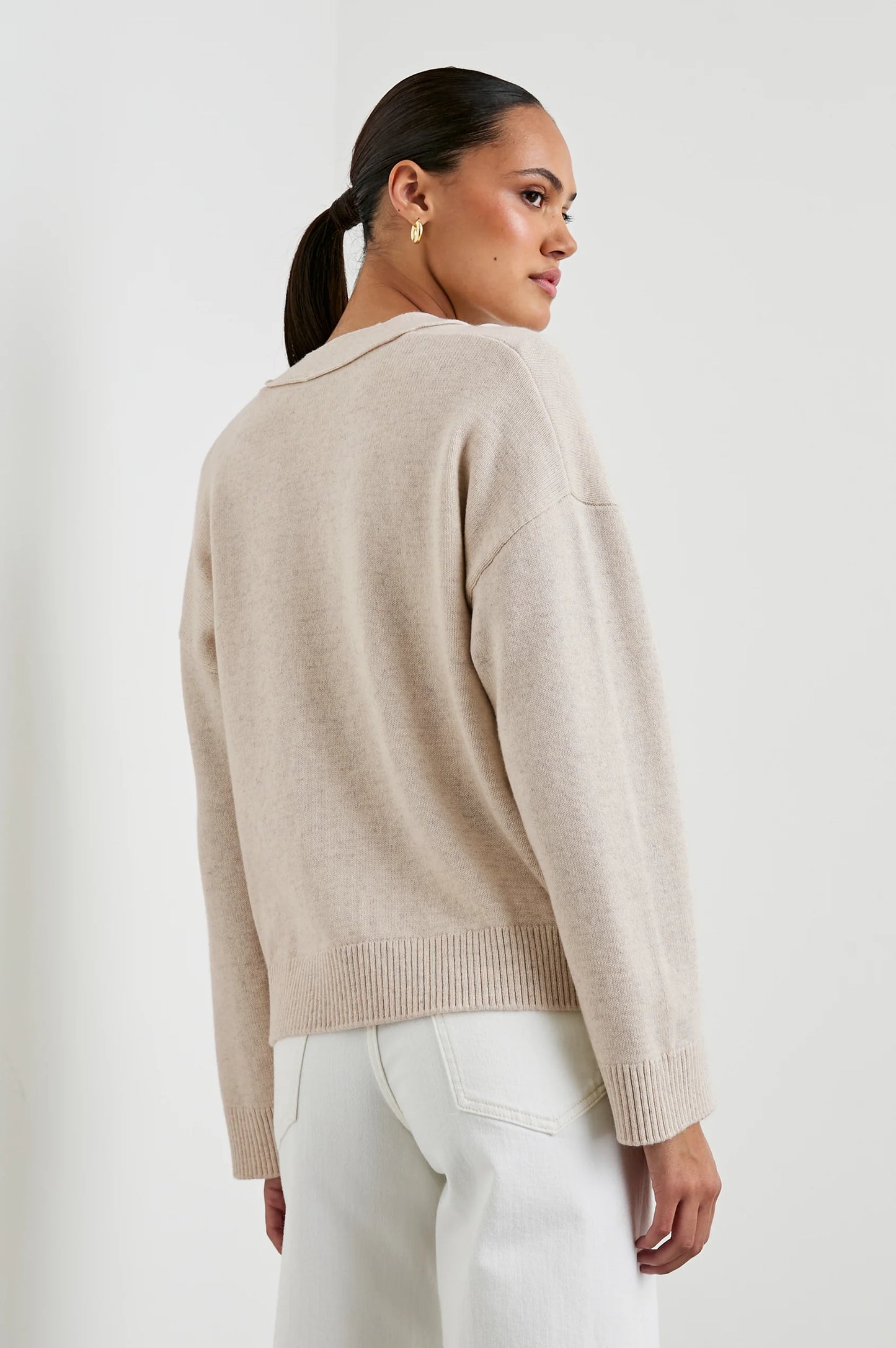 The Lind Cardigan features dropped shoulders and ribbed trims