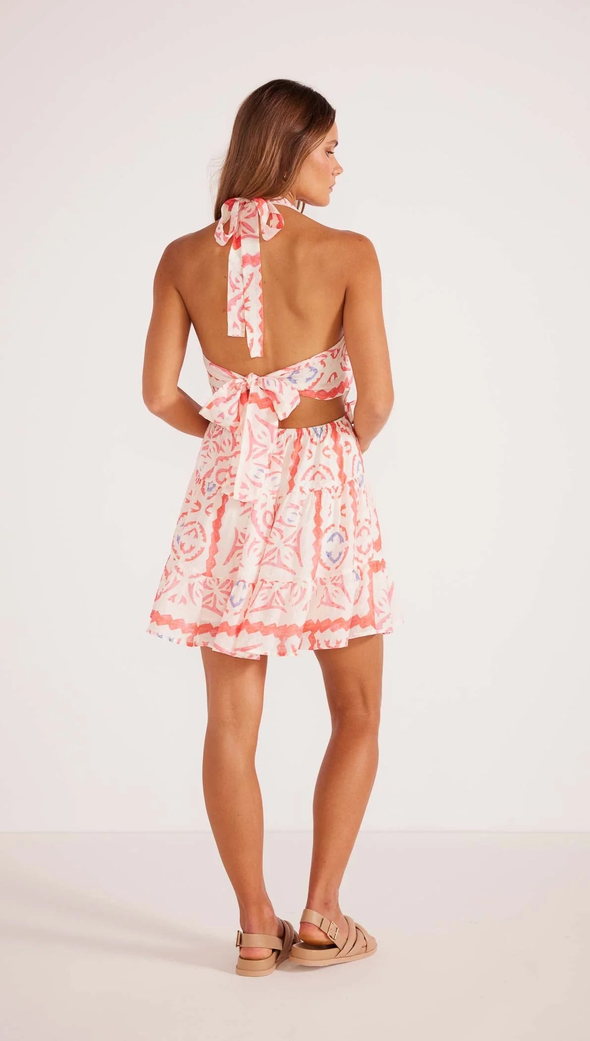 MINKPINK Lolani Tie Mini Dress - Tile Print | Harbour Thread