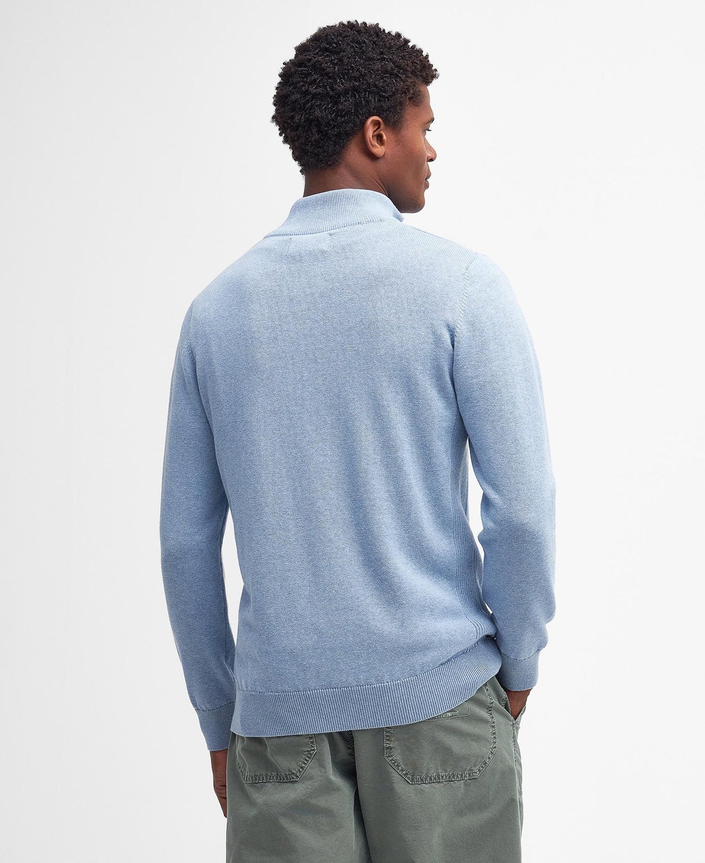 Back view of the Barbour Cotton Half Zip in the color Dark Chambray