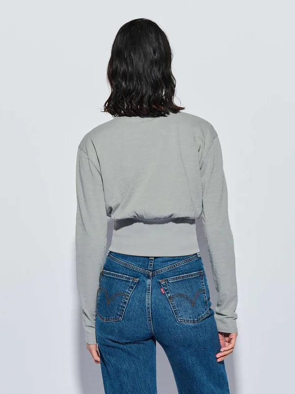 Back view of a woman wearing the Dove Grey Monique Top from Nation LTD